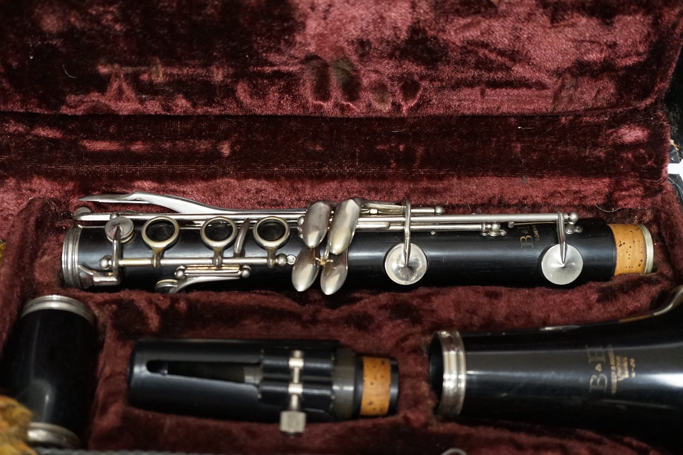 A cased Boosey & Hawkes 4-20 clarinet, in a fine original fitted leather case